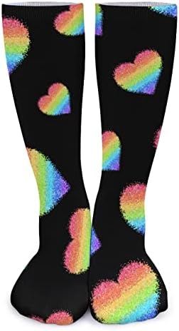 Weedkeycat Glitter Rainbow Heart debele čarape Novost smiješna Ispis Grafički povremeni čarape za zimu
