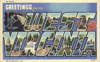 Pozdrav iz Postcarda zapadnih Virdžinija