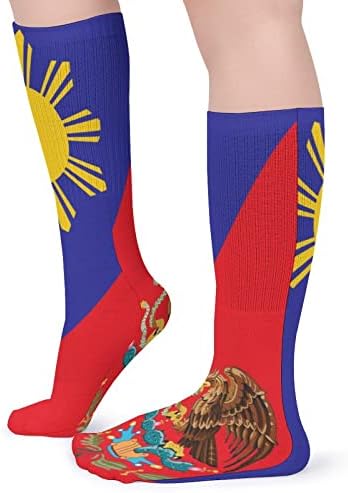Filipini Meksiko zastava Tube Socks Crew Socks Prozračne atletske čarape Čarape na otvorenom za uniseks