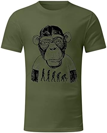 HDDK Ljetne majice za muške kratki rukav, ulični čimpanzejski majmunski print Crewneck Tee The Forts Casual