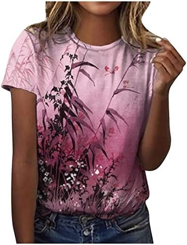 Tees kratkih rukava za teen djevojke gradijentski gradijent zmajfly wildflower cvjetni grafički bluze Thirts