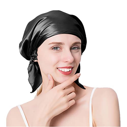 Alidamo mulberry svilena kapa za žene za njegu kose za kosu noćni poklopac prirodno meko sa elastičnom crnom
