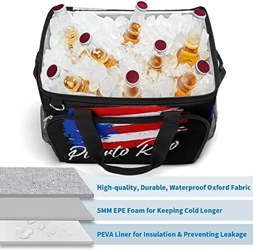 Vintage kutija za hlađenje zastave Portorika izolovana nepropusna torba za hlađenje ramena za ručak za piknik