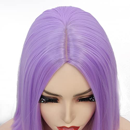 Lanyi kosa svijetlo ljubičasta perika ravna Bob kosa 12 inča sintetičke Perike od lavande za žene šareni