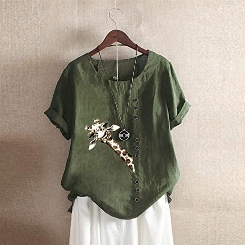 Ženska modna casual labava bluza Osnovni ljetni udobni vrhovi tiskani okrugli vrat majica kratkih rukava