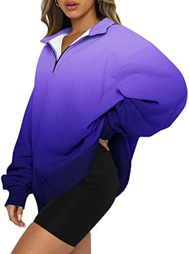 Kuaileya Quarter Zip Pulover Ženska dukserica za ženske prevelike polovine Zip pulover dugih rukava dugim