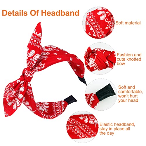 eyxformula 6 kom Bandana Headbands - Knotted Bow Headbands za žene - Elastic Vintage Paisley Print Hair