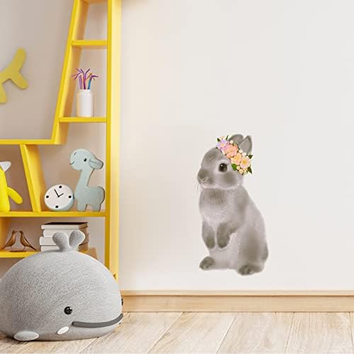 Royolam sivi zec sa cvijećem Zidna naljepnica Zidne naljepnice za životinje Zidne naljepnice Izmjenjivo