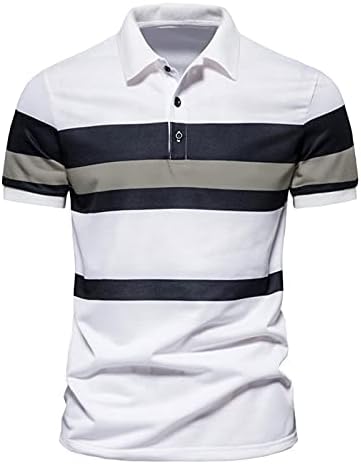 XXBR MENS GOLF Polo majice Slim Fit Stripe Stripe Stripe Blok Patchwork Teniski košulja Radni vrat Ležerne