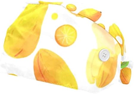 Radna kapa sa tipkom, 2 kom. Podesiva kravata za kosu Duks za kosu za žene, voće Banana Orange Papaya Limun