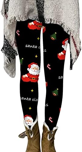 DSODAN WOMENS božićne nogave meko brušeno Xmas grafički print Dužina gležnja hlače Zimska temalna joga pant