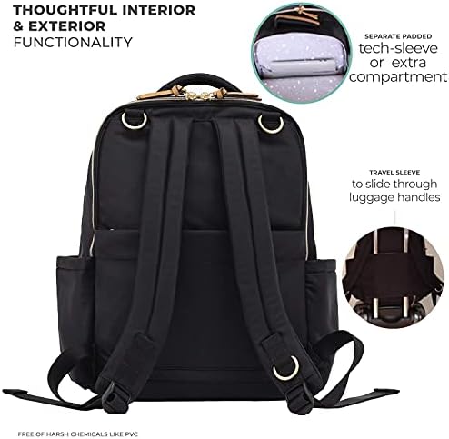 TWELVElittle u pokretu Diaperbag ruksak u Crnoj preplanuloj boji-uključuje podlogu za presvlačenje. Torba