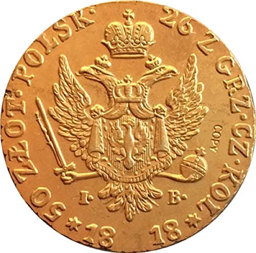 24-K pozlaćeni ruski novčići 1818MommuMorativni kovanice