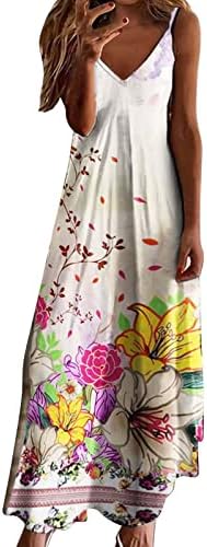 RUZIYOOG Ljetna haljina za žene 2023 cvjetni ispis špagete remen bez rukava s rukavama za sunčanje Elegantna