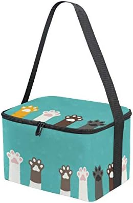 Torba za ručak, slatka životinja mačića mačka šapa Print izolovana hladnjača Ice Lunchbox Tote Bag za žene