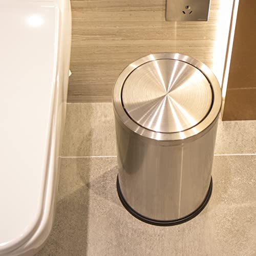 Mala zlatna kupaonica može, mesingana smeća može sa ljuljačkim poklopcem, 2.4gallon / 9L, četkica od nehrđajućeg
