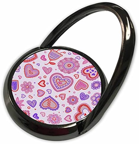 3Droza Dan zaljubljenih - ružičasta, ljubičasta i crvena doodle srca uzorka - Prstenovi telefona