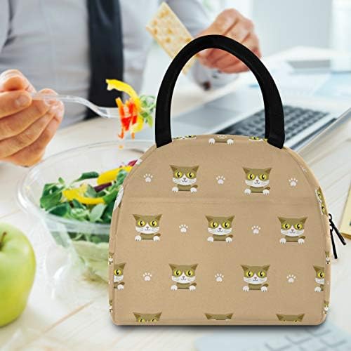 Izolovana torba za ručak za žene - crtana slatka mačka životinja velika nepropusna torba za ručak sa naramenicama