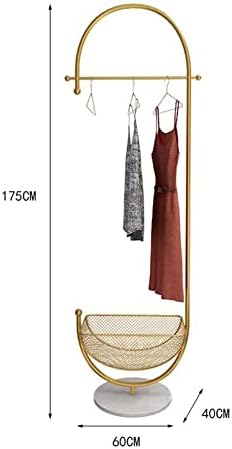 Zlatni regali od mramora Moderni zlatni kaput regali sa košarom za skladištenje Vertikalna viseća stalak za odjeću za spavaću sobu za teške odjeće u hodniku, ulaz (boja: zlato-c, veličina: 60x175