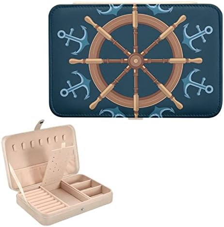 Inplewgogo brodove na kotačima sidra mala kutija za nakit PU kožni nakit Organizator putnog prstena za putovanja