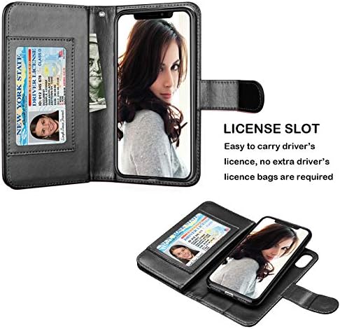 NJJEX novčanik slučaj za iPhone XR, za iPhone Xr slučaj, PU Koža [9 slota za kartice] ID kredit Holder Folio