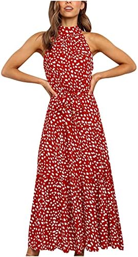 Ležerne haljine za žene 2023 cvjetna duga Maxi haljina bez rukava bez rukava bez labavog sarafana sa pojasom