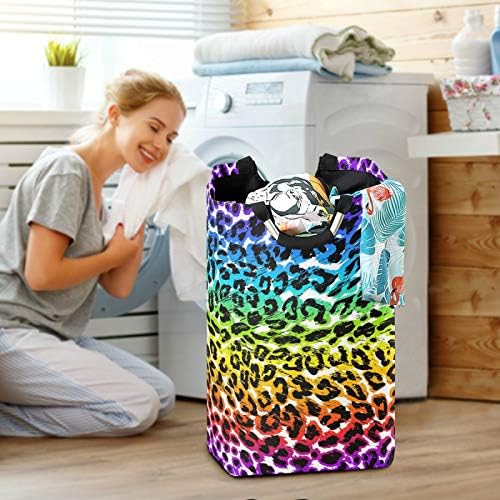 ALAZA velika korpa za veš Rainbow Leopard torba za veš sa životinjskim printom elegantna kanta za kućno