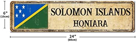Madcolitote Vintage Solomon Islandshoniarasolomon Islands Custom Street Sign Rustikalna država Suvenir Drvena