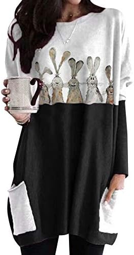 Graswe casual majice s dugim rukavima za žene smiješne zečeve zečje ispis dukseve tuničke vrhove