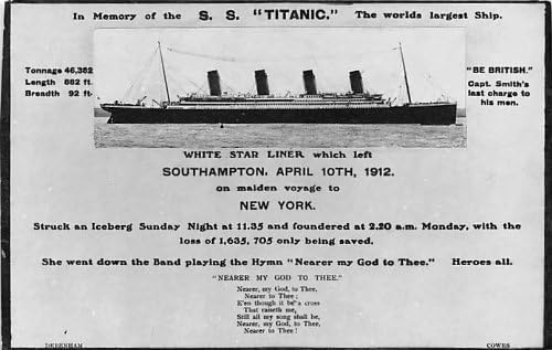 U znak sećanja na S..Titanic brodove brodova razglednice razglednice