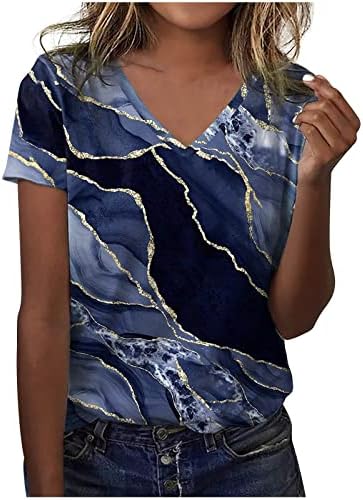 Ženske vrhove Dressy Ležerne prilike, Ženski kratki rukav V izrez Vredne majice Summe Slatke tiskane košulje