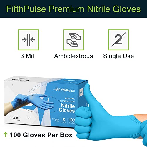 PethethPulse Blue Nitril Medicinske rukavice srednje, 100 grofa - hirurški razreda Latex Besplatne rukavice