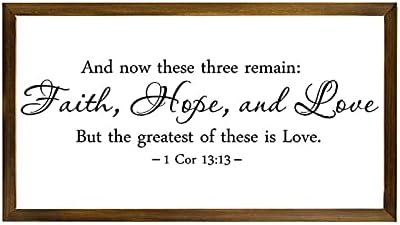 PROMINI Drveni uokvireni znak i sada ova tri ostaju vjera, nada, ljubavi, ali najveća od njih je ljubav
