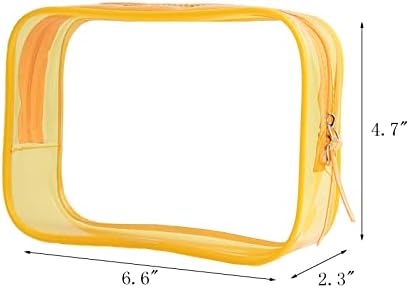 Prozirna torbica mala, prozirna torba za šminkanje, 6,6x2, 3 x4, 7 veličine TSA odobrena toaletna torba, prozirne putne torbe za toaletne potrepštine, prozirna kozmetička torbica za žene i muškarce mala žuta-1 pakovanje