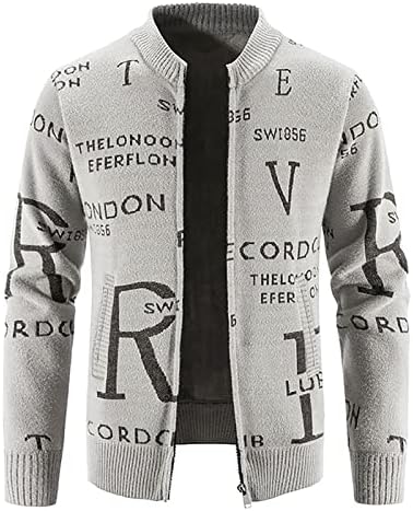 Džemper za muške rebra Knit Cardigan kaput modni prugasti patentni zatvarači klasično casual pletenice Fleece