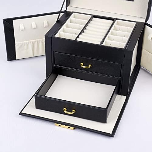 Vitafeli Organizator nakita 3 sloja - kutija za nakit 2 ladice manje prostora veći kapacitet s različitim odjeljcima za odlaganje-ekonomično skladište za prstenje, naušnice, ogrlice & narukvice