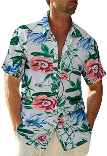 Muška havajska košulja Proljeće i ljetno cvjetno šareno print casual rever plaža Vanjski odmor kratki rukav
