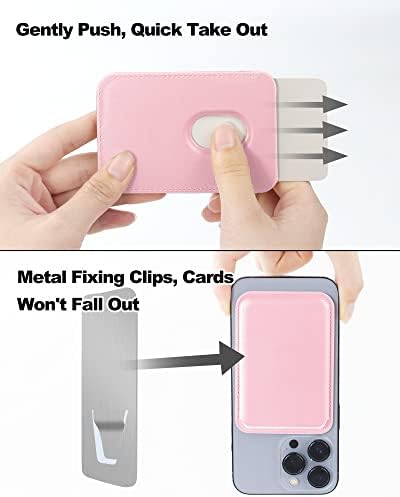 MAG siguran novčanik sa magnetima sa dvostrukim redom - minimalizma kožnih držača sa sigurnosnim karticama - tanak magnetski novčanik za iPhone 14/13/12 serije model i magsafe futrole - max fit 3 kartice
