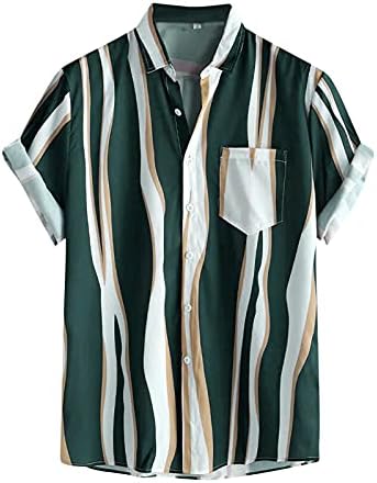 Košulje XXBR za muške vintage casual comfy gumb Hawaii Plaid Print Beach kratki rukav top bluza