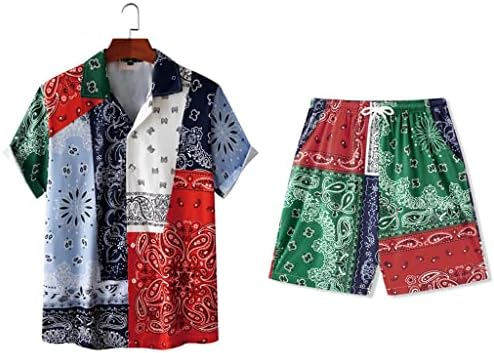 Wjccy Muška odjeća set party ljetne sportske hlače na plaži, casual tiskane majice 2pcs