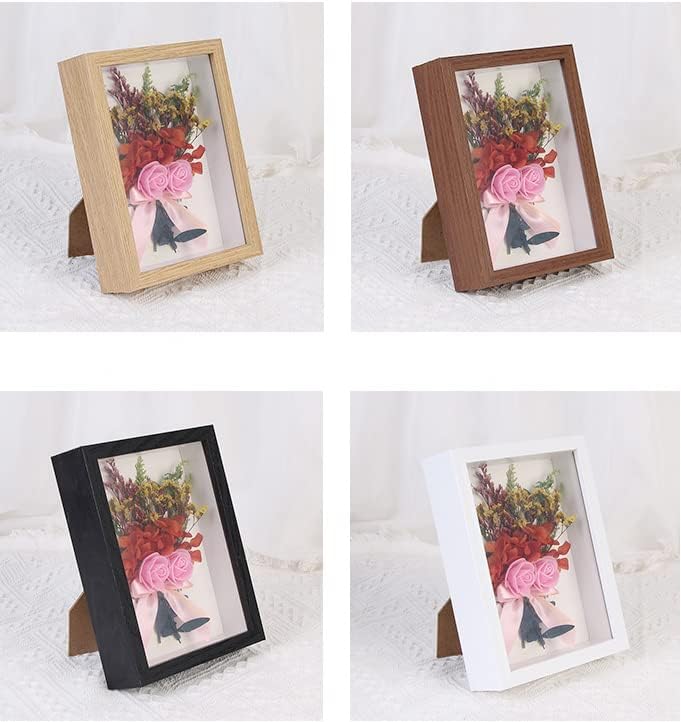 Okvir za prikaz sjene, 1,2 duboki drveni okvir za slike za sušene cvijeće, prikazivanja slika 4x6 sa prostirkom