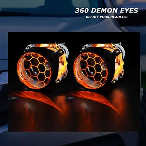 HDYEGIOU 2kom Žuti LED Demon Devil Eyes Halo prstenovi za automobil motocikl 2.5 2.8 3.0 projektor farova