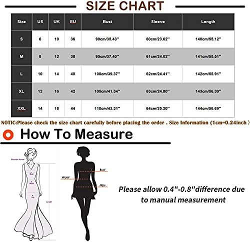 NOKMOPO formalne haljine za žene ženske Casual V-izrez štampane dugačke rukave džepna haljina duga haljina
