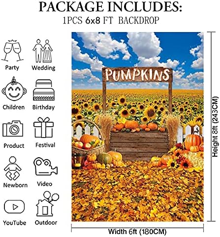 6x8ft tkanina Dan zahvalnosti jesen bundeva Patch fotografija pozadina Friendsgiving jesen suncokretovo