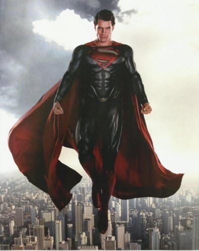 Čovjek čelika Henry Cavill u supermanu uniformi iznad metropole 8 x 10 fotografija