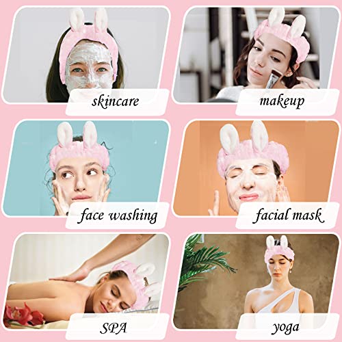 Peuesty Spa traka za glavu, zečje uši za šminkanje traka za umivanje lica, zečje uši visoke elastičnosti