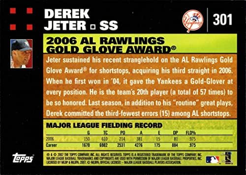 2007 TOPPS 301 Derek Jeter bejzbol kartica - WINS 2006 Gold rukavice