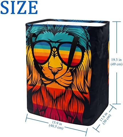 Personalizirana Samostojeća korpa za veš sa ručkom Lion Cool Retro Print