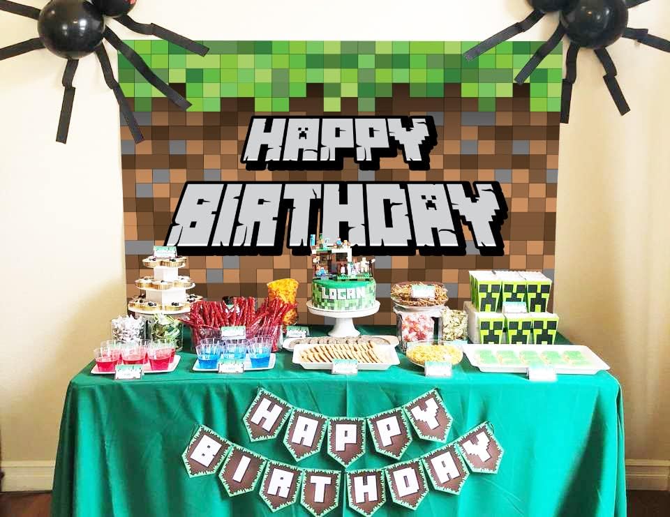 WONDERFUL MEMORIES poliester Pixel rođendan pozadina 5x3ft za Happy Video Game potrepštine dekoracije rudarstvo