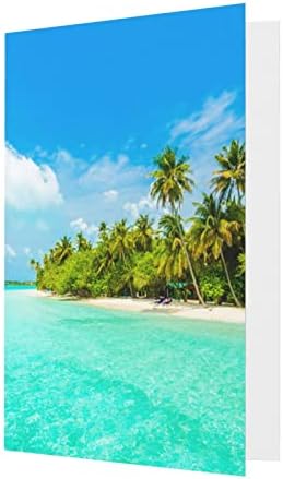 Ostrvo MQGMZ sa peščanom plažom i otiskom Palmi čestitka za sve prilike, razna prazna kartica sa beleškama,